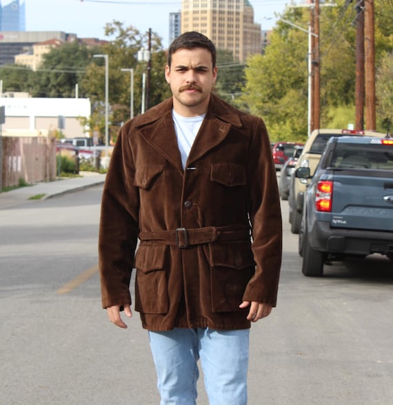Vintage 1970s Towncraft Penneys Coat, Large Men, Brown Corduroy