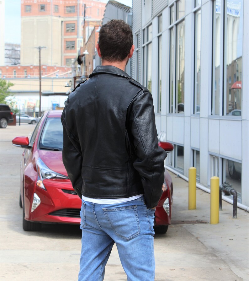 Vintage City Streets Leather Biker Jacket Medium Men Black Etsy Ireland