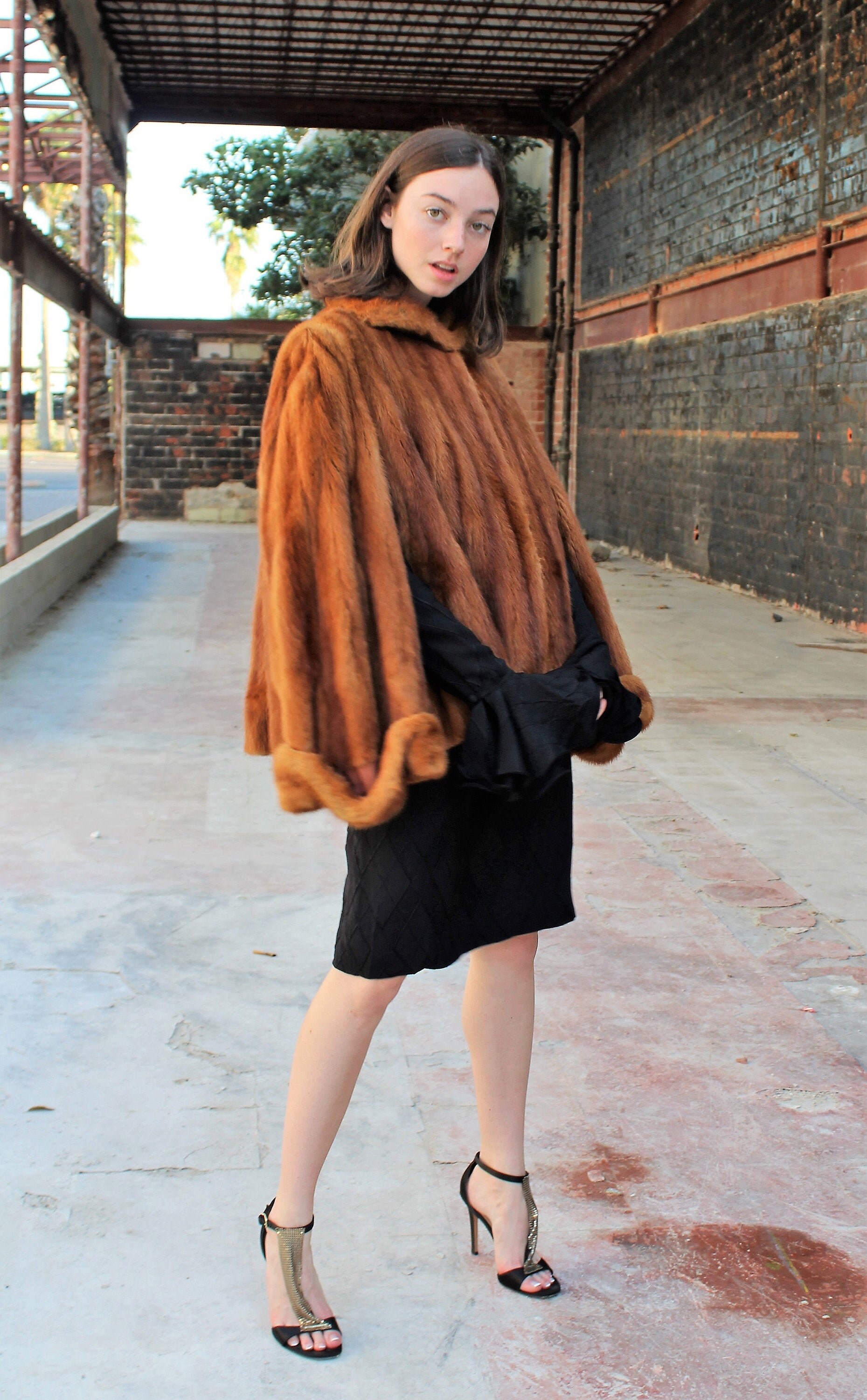 Vintage 1940s Livingston's Youngstown Mink Fur Jacket Cape One