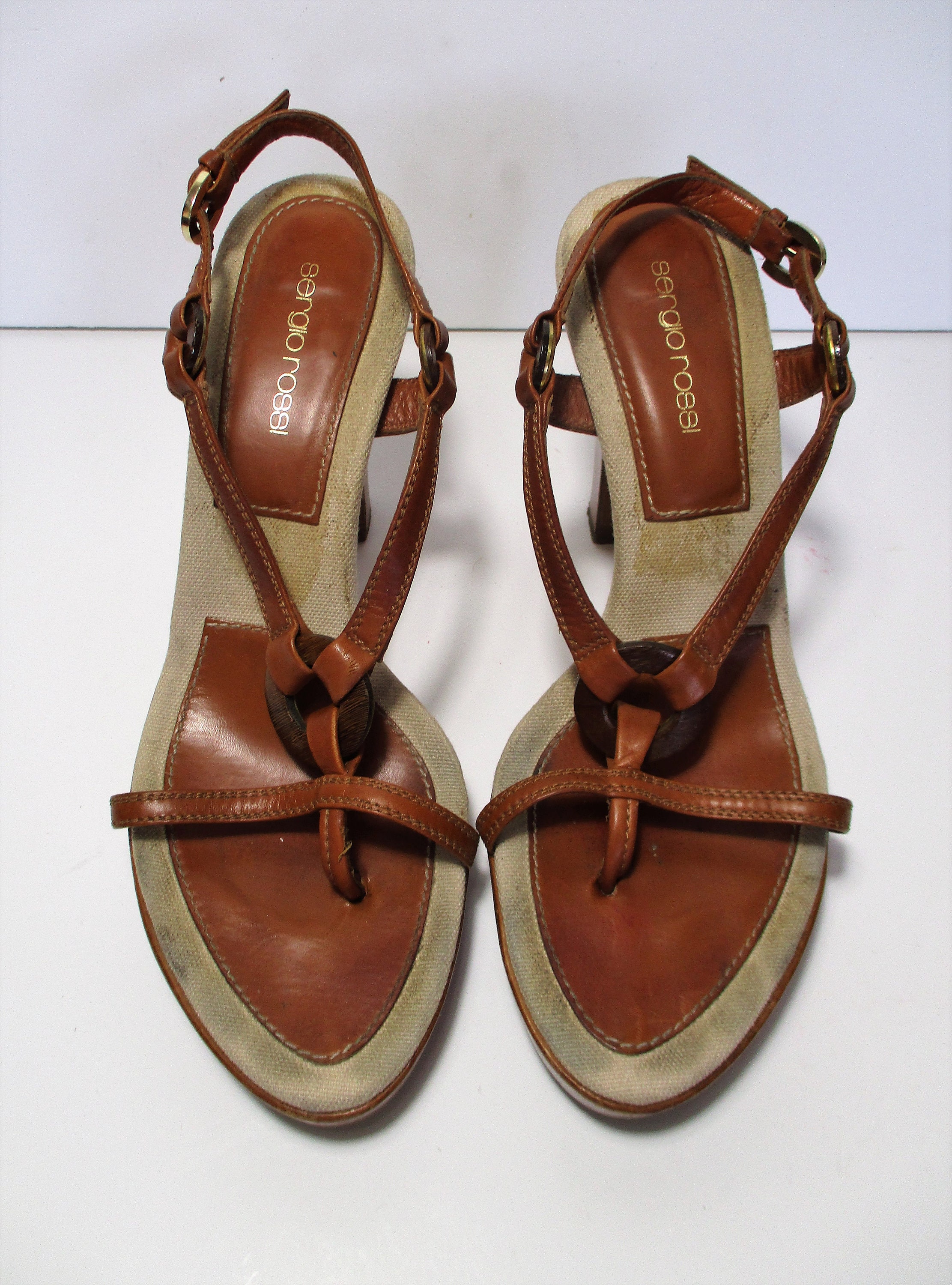 靴 SERGIO ROSSI thong-strap leather sandals SERGIO ROSSI thong-strap leather sandals