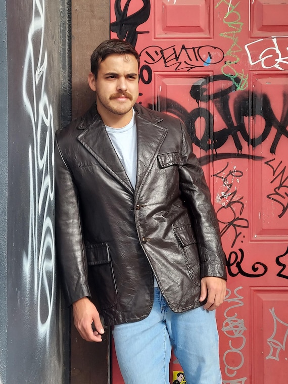 Sakko Brauner Blazer Leder Schurwoll-Blazer In Braun Im Online-Shop