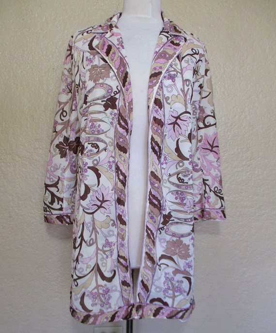 Emilio Pucci Vintage 1960s Fuchsia Brown Psychedelic Floral Silk