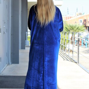 Velvet Kaftan, Vintage David Brown Caftan, One Size Women, Blue Stretch Velvet image 6