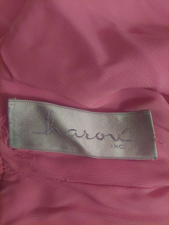 Chiffon Maxi Dress, Vintage 1960s, Harou Pink Chi… - image 9