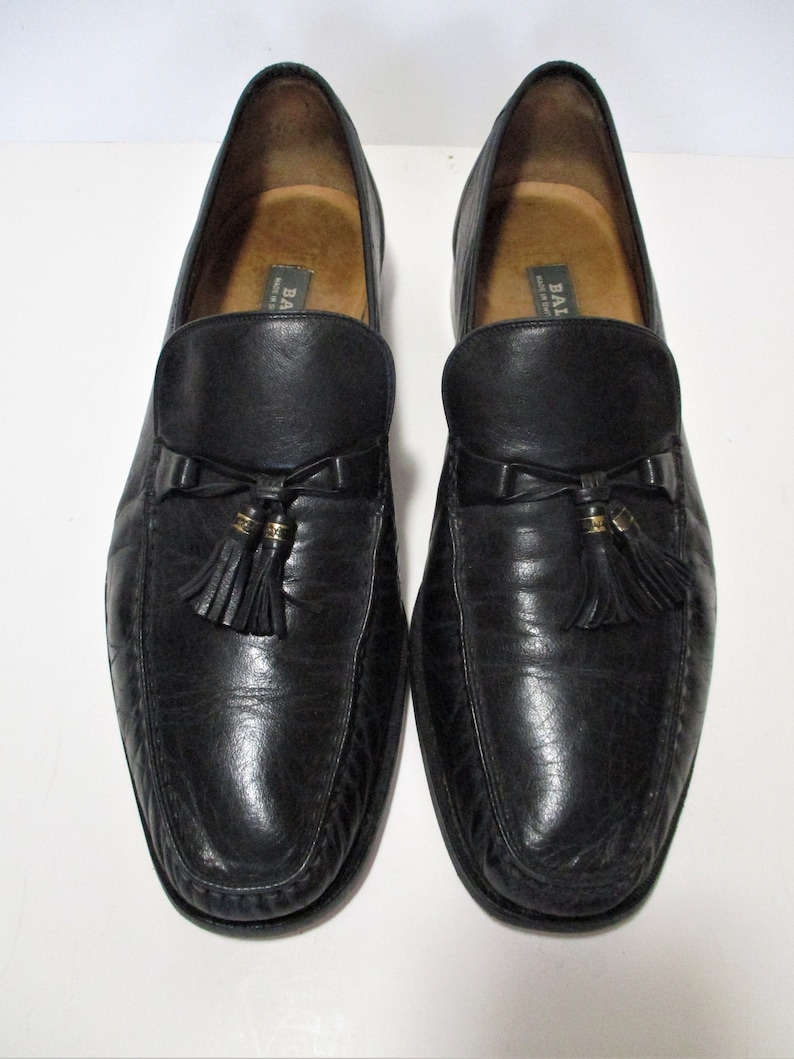 Vintage 1980s Bally Tassel Loafers Black Leather Slip Ons Size | Etsy