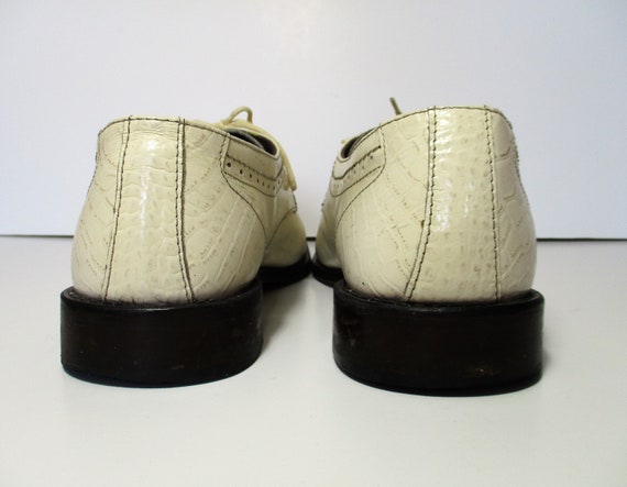 Vintage 1990s Stacy Adams Shoes, Cream Oxfords, P… - image 5