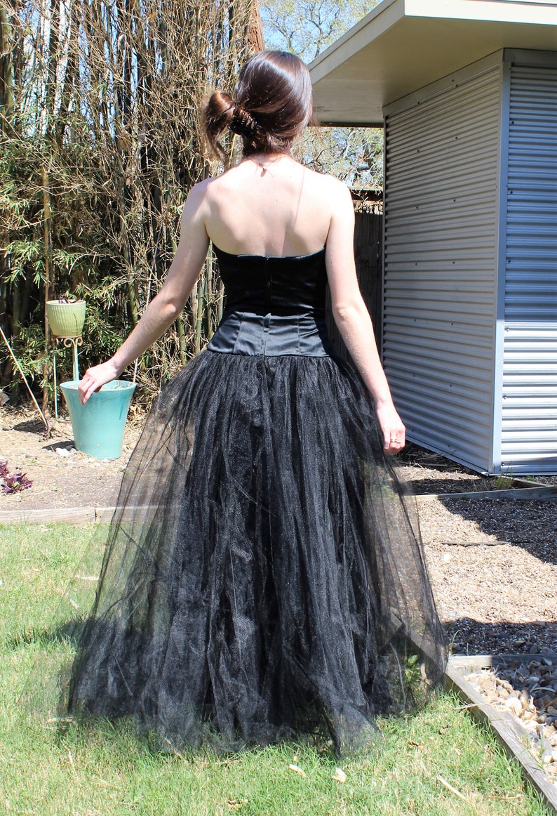 Gothic Wedding Dress, Vintage 1980s Loralie, Black Tulle Dress, black wedding gown, XS/S Women image 5