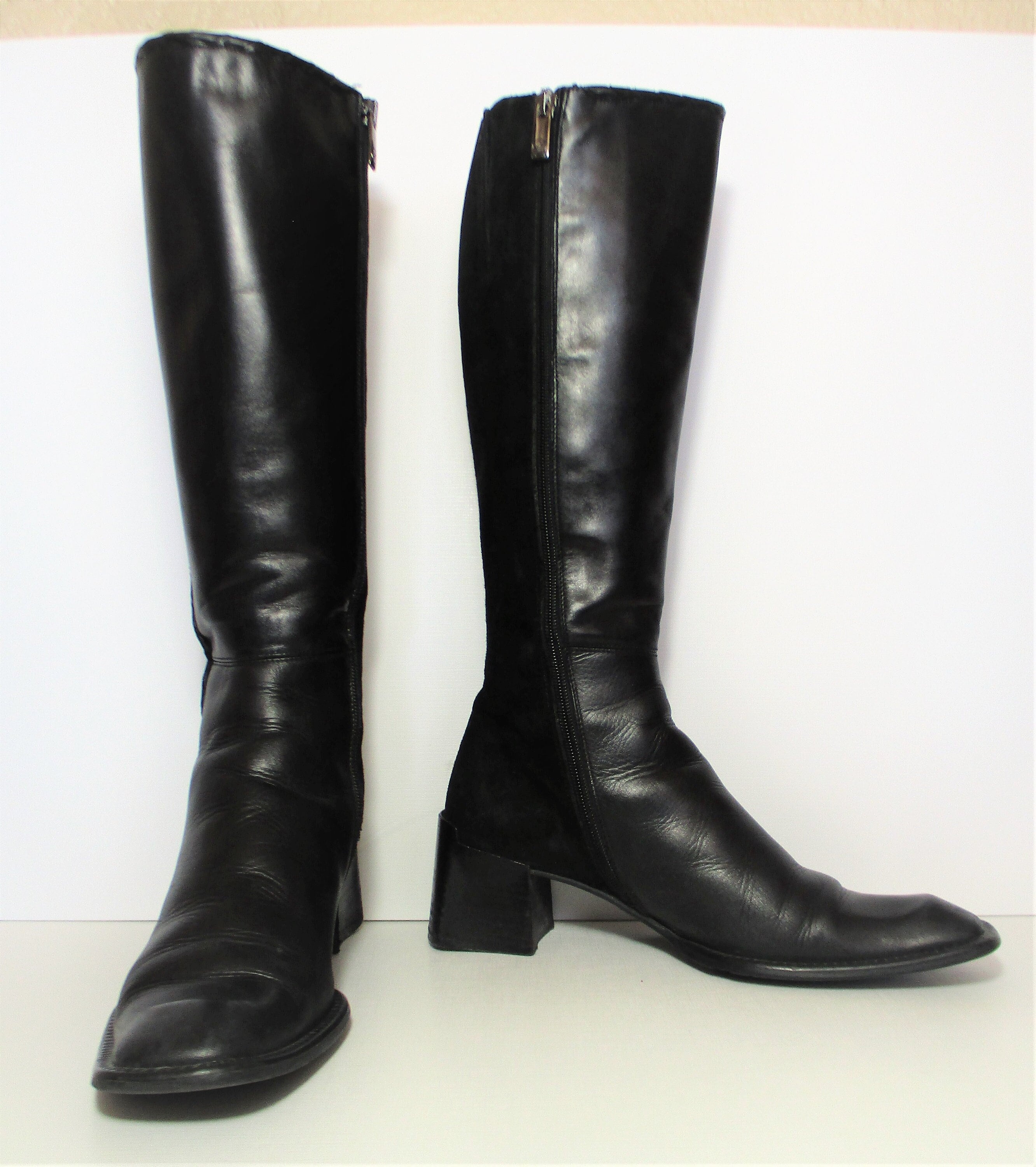 D Angela Botas Mosqueteras Negras Ante Botas Militares Cremallera