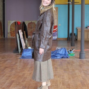 1960s Coat, Vintage Golet Originals Brown Leather Coat, Large Women, belted image 9