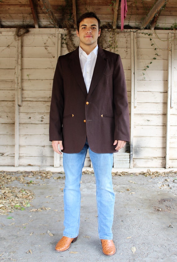 Vintage Pioneer Wear Western Blazer Size 42L Men Brown Wool - Etsy