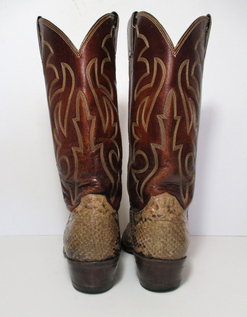 Vintage Justin Taupe Brown Snakeskin Cowboy Boots Size 7 1/2D | Etsy