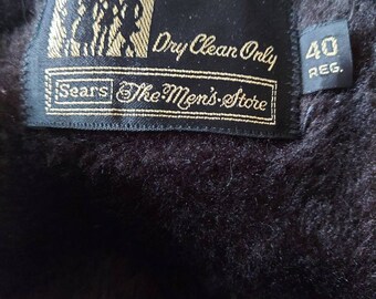 Vintage 70s Sherpa Jacket Men, Sears The Men's Store, 40R Men, tan corduroy, brown faux fleece, hipster jacket