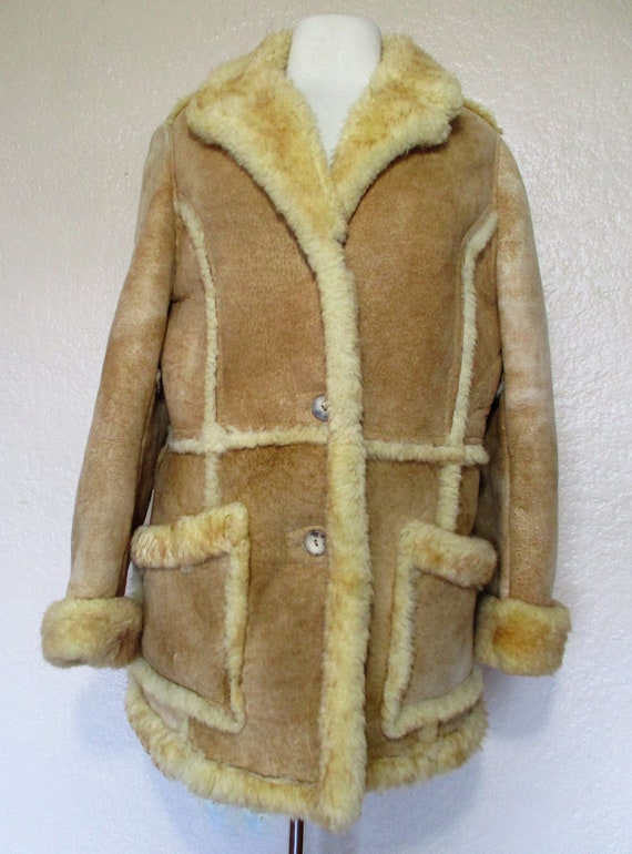 Vintage 70s Shepler's Sheepskin Shearling Coat Jac