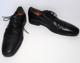 Mens Dress Shoes, Vintage 1980s Saks Fifth Avenue, Black Leather Oxfords, Laced Tie Shoes, Size 9 Men