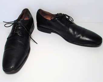 Zapatos vintage Saks Fifth Avenue de los años 80, Oxfords de cuero negro, zapatos de vestir, talla 9 para hombre