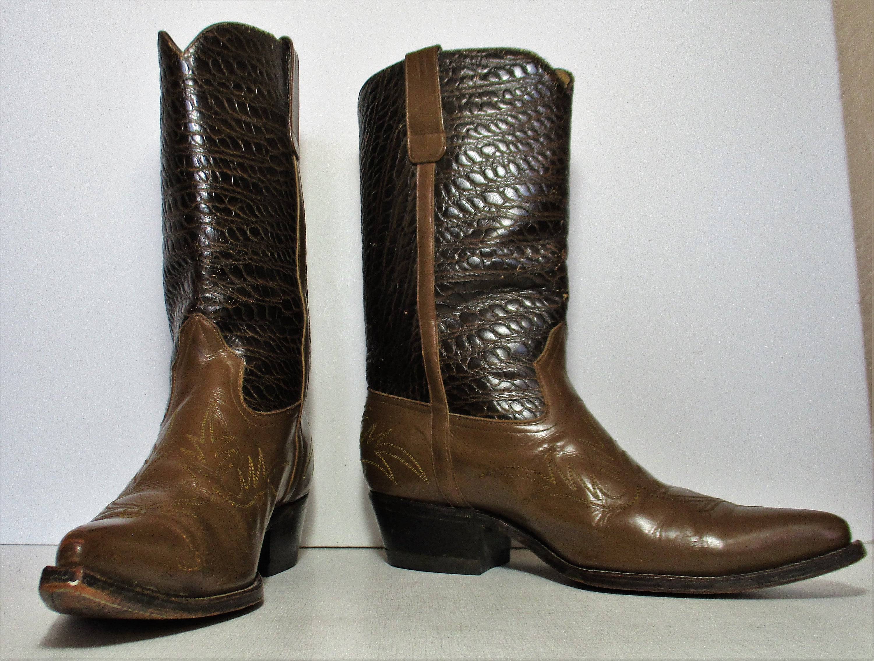 Stivali da cowboy in pelle nera vintage da uomo di Hondo Boots Taglia 8D/ Stivali da uomo Go Western/Stivali in pelle da uomo -  Italia