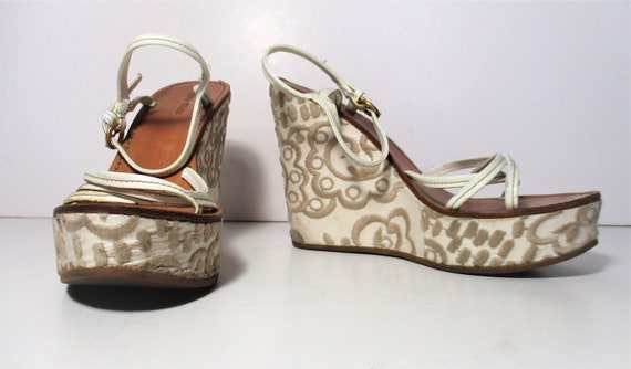 Vintage Miu Miu Prada Platform Sandals, 37.5, Str… - image 2