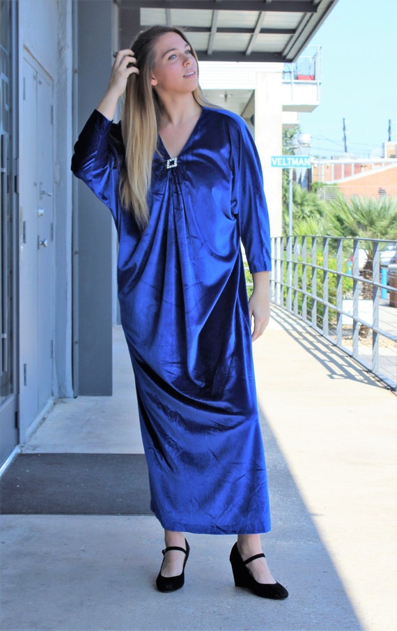 Velvet Kaftan, Vintage David Brown Caftan, One Siz