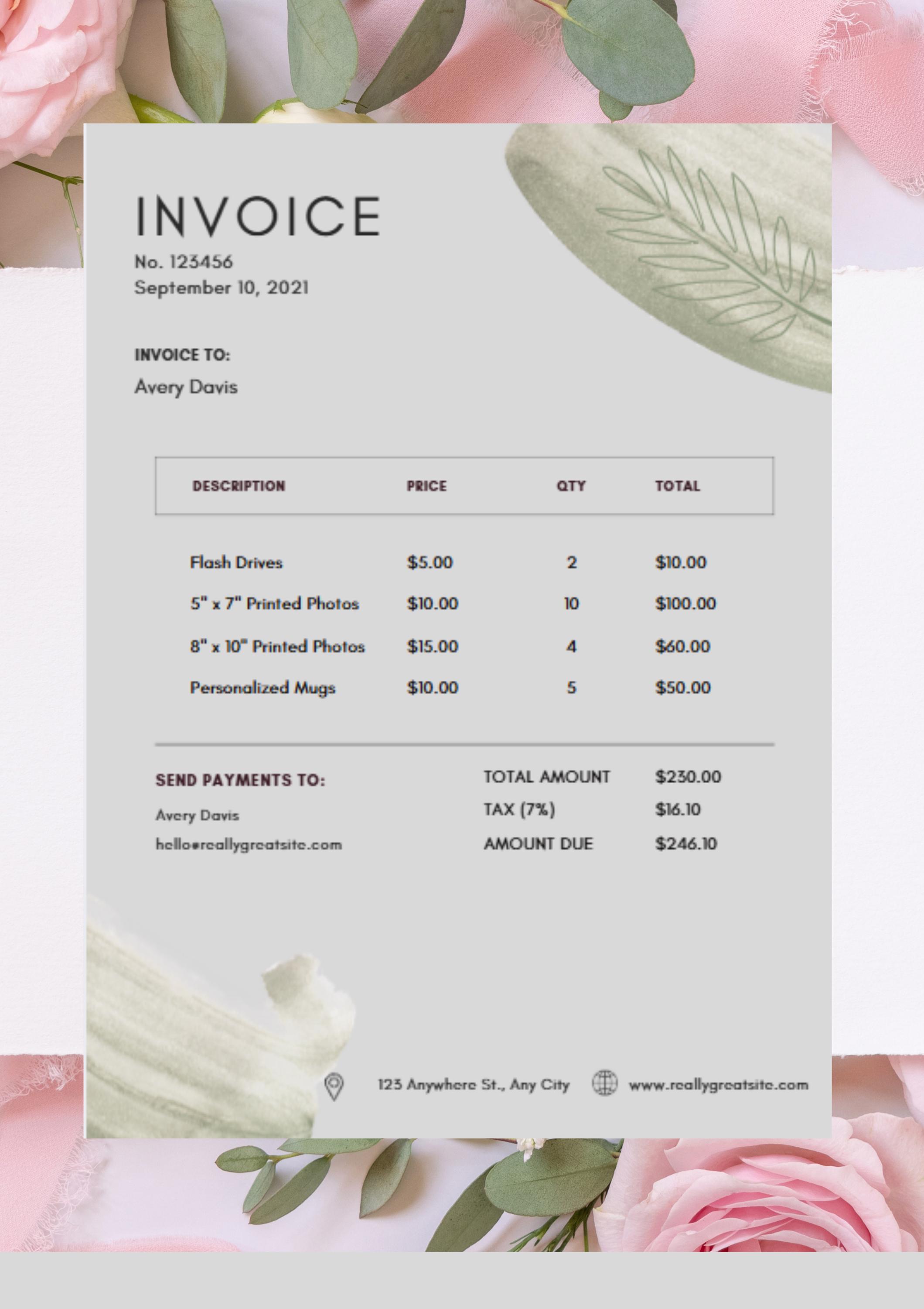 Editable Invoice Template for Small Business | Modern Billing Form ...
