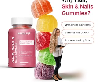 Hair skin and nail Gummies with 6000mcg Biotin 30 Days Supply
