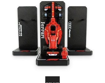 Display Ständer für LEGO F1 Speed Champions 77242–77258 in Carbon Look, alle Teams - LEGO Collection Dekoratives Zubehör - Formel 1 Fan Geschenk