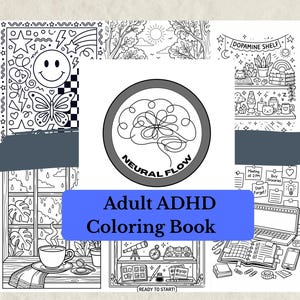 Libro da colorare per adulti con ADHD, motivi vivaci, antistress (download digitale)