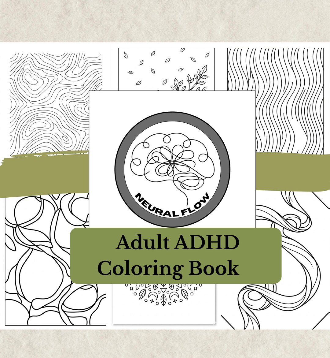ADHD Adult Coloring Book, Minimalist Sensory Grounding Art (digital ...