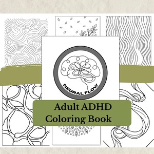 Libro para colorear para adultos con TDAH, arte minimalista para la conexión con los sentidos (descarga digital)