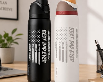Botella de agua personalizada "El mejor papá del mundo", regalo del Día del Padre para papá, regalo del Día del Padre para papá o abuelo, vaso deportivo Owala, regalo patriótico