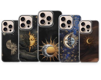 Celestial Sun Moon Phone Cover Astrology Phone Cover för iPhone 17 Pro Max, 16e, 15, 14, 13 & Samsung S26 Ultra, S25 FE, A57, A56, Pixel 10, 9A