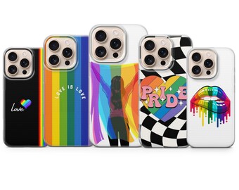 HBTQ Love Phone Cover Rainbow Pride Phone Cover för iPhone 17 Pro Max, 16e, 15, 14, 13 & Samsung S26 Ultra, S25 FE, A57, A56, Pixel 10, 9A