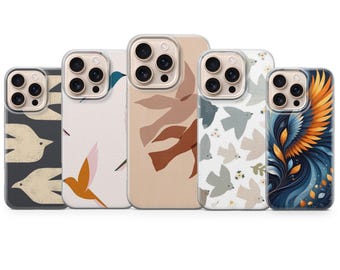 Abstract Bird Phone Cover Bohemian Phone Case for iPhone 17 Pro Max, 16e, 15, 14, 13 & Samsung S26 Ultra,S25 FE, A57,A56, Pixel 10, 9A