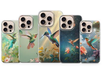 Hummingbird Phone Cover Botanical Floral Phone Case for iPhone 17 Pro Max, 16e, 15, 14, 13 & Samsung S26 Ultra,S25 FE, A57,A56, Pixel 10, 9A