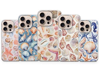 Beachy Phone Cover Vintage Seashell Phone Case for iPhone 17 Pro Max, 16e, 15, 14, 13 & Samsung S26 Ultra,S25 FE, A57,A56, Pixel 10, 9A