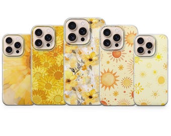 Warm Yellow Phone Cover Sun Flower Phone Case for iPhone 17 Pro Max, 16e, 15, 14, 13 & Samsung S26 Ultra,S25 FE, A57,A56, Pixel 10, 9A