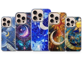 Celestial Phone Cover Stained Glass Phone Case for iPhone 17 Pro Max, 16e, 15, 14, 13 & Samsung S26 Ultra,S25 FE, A57,A56, Pixel 10, 9A