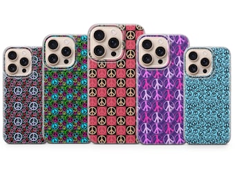 Hippie Phone Case Peace Sign Cover for iPhone 17 Pro Max, 16e, 15, 14, 13 & Samsung S26 Ultra,S25 FE, A57,A56, Pixel 10, 9A