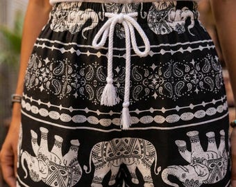 Elephant Boho Shorts - Thai Inspired - Beach Summer Shorts