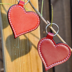 Genuine leather heart keyring