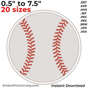 Baseball-Stickmuster, Mini-Sportaufnäher, Tatami-Füllung (Digitaler Download)