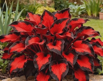 200+ Red Black Hosta Seeds – Shade Loving Perennial Garden