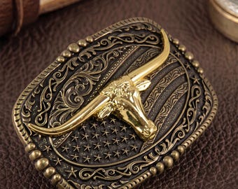 Vintage bältesspänne, amerikansk flagga tjurhuvud bältesspännen, western cowboy metalltillbehör, tillbaka till skolan, bröllopspresenter