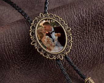 Custom Photo Bolo Ties, Personalized Wedding Bolo Tie, Personalized Western Jewelry, Groomsmen Gifts