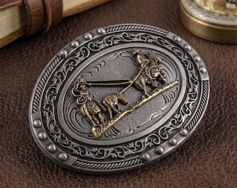 Vintage Gürtelschnallen, Cowboy Brozen Bull Rider Schnalle, antikes Silber Western-Stil (9.9x7.5 cm), Geschenk für Trauzeugen