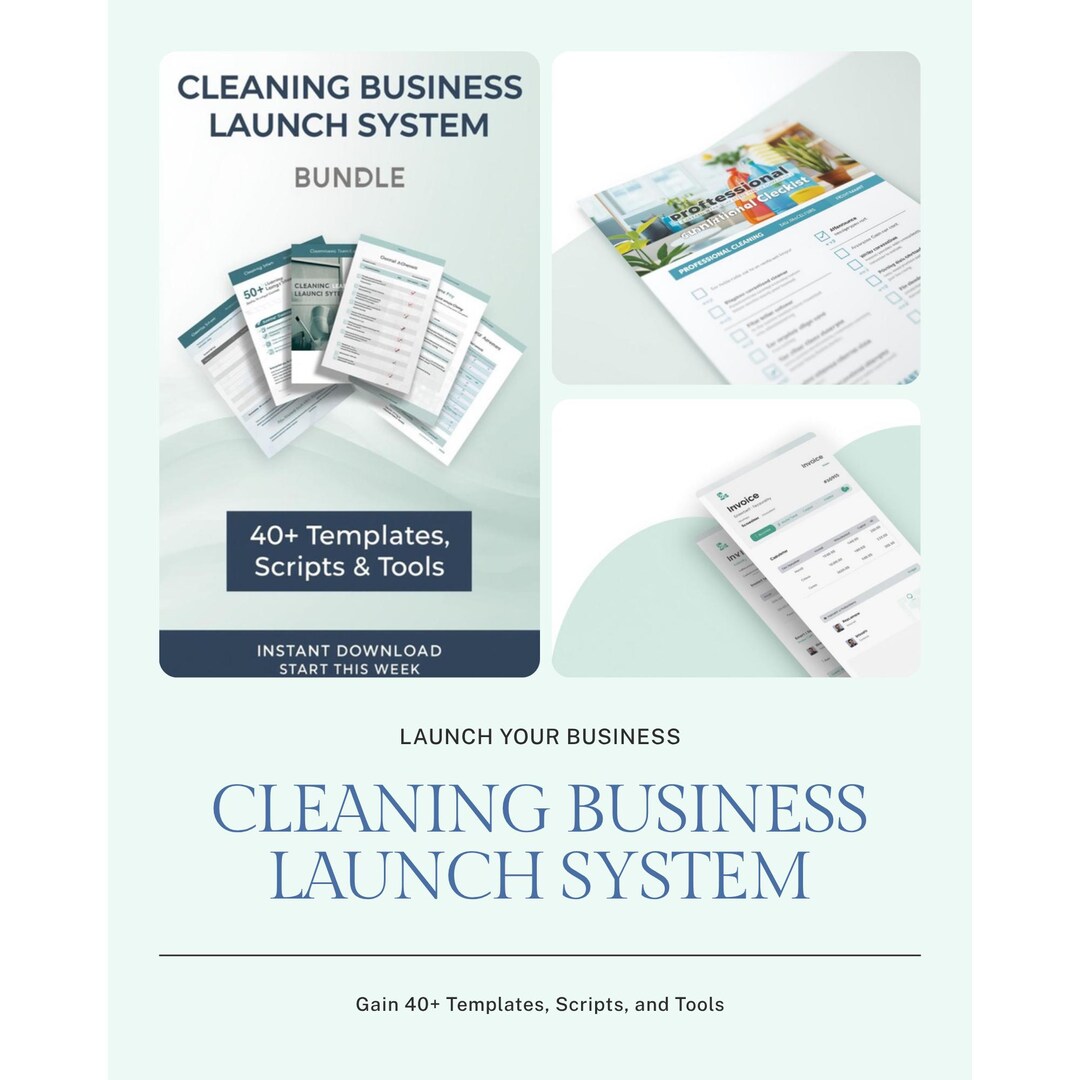 Cleaning Business Startup Kit | Templates Bundle | Checklist | Invoice