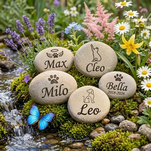 Customized Pet Memorial Stone, Dog Memorial Grave Marker, Cat Loss Sympathy Gifts, Engraved Pet Rock, Remembrance Garden Stone Pet Loss Gift