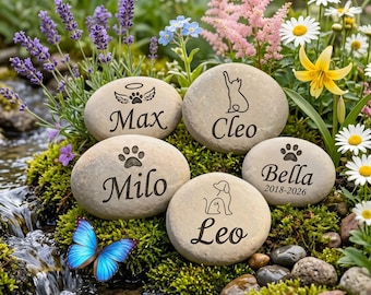 Customized Pet Memorial Stone, Dog Memorial Grave Marker, Cat Loss Sympathy Gifts, Engraved Pet Rock, Remembrance Garden Stone Pet Loss Gift