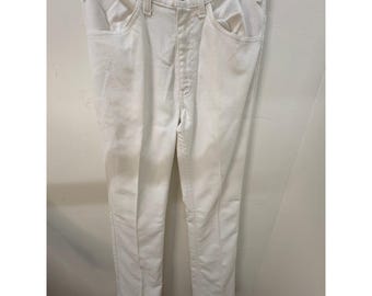 Vintage Levi's Sta-Prest Big E Hose aus den 70er Jahren, weiß, Talon 42, Reißverschluss, Hopsack 31x34