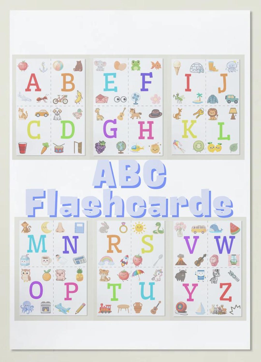 ABC Flashcards for Kids • Alphabet Learning Cards • Printable Preschool ...