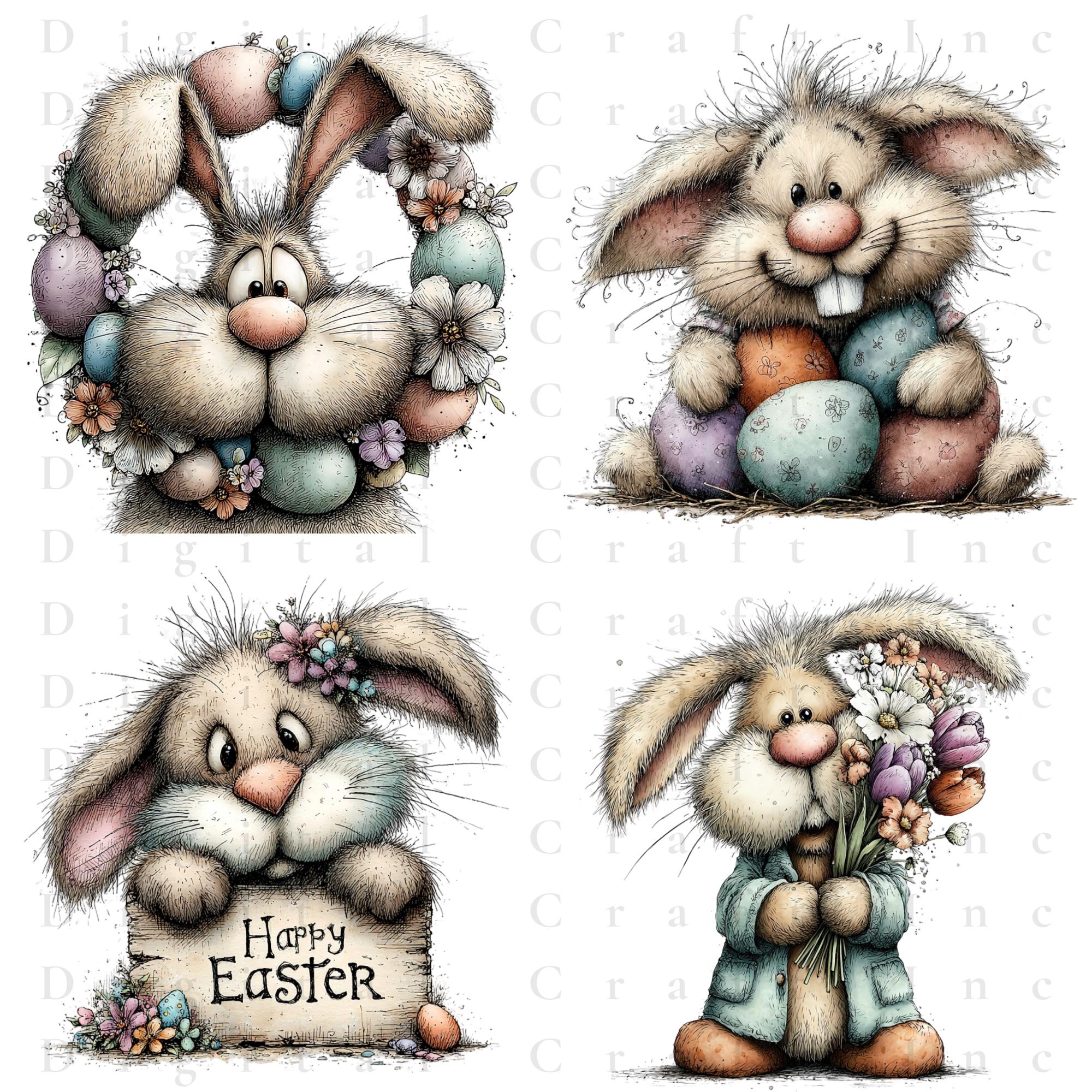 Easter Bunny Clipart Bundle | Watercolor Rabbit PNG | Spring ...